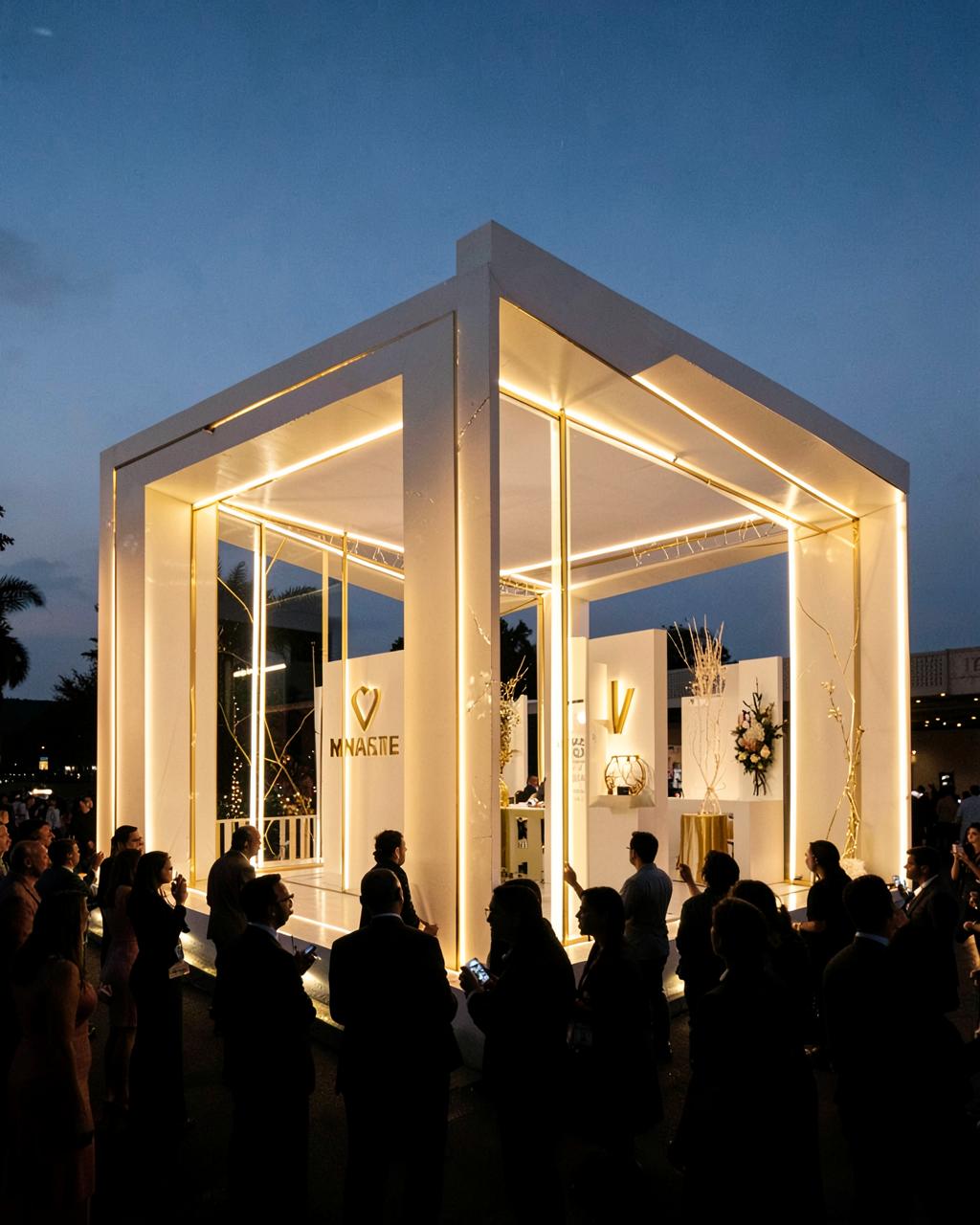 Illuminated brand pavilion installation