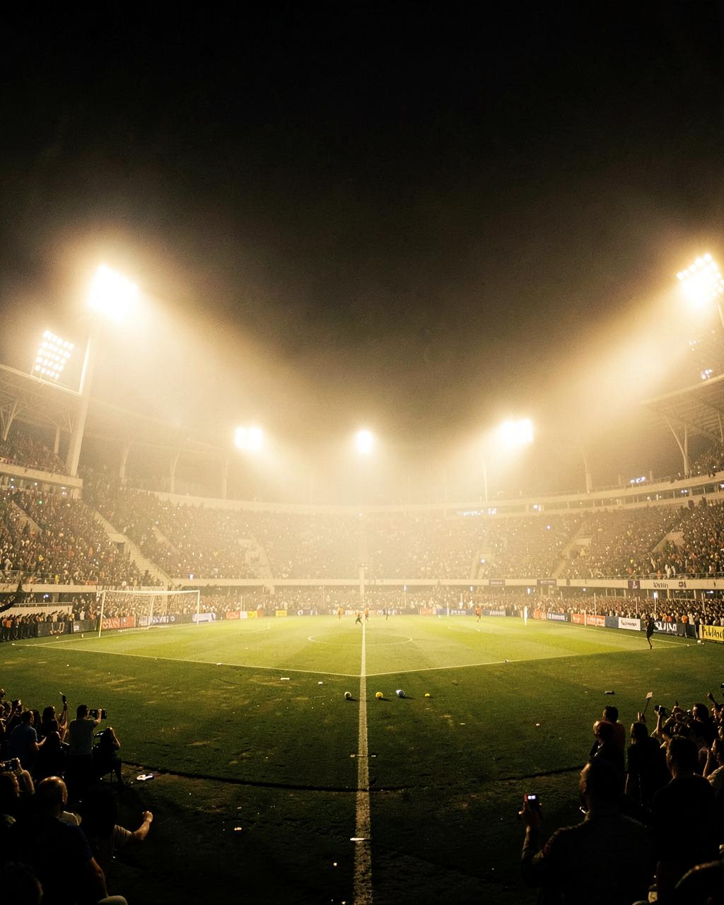 Floodlit stadium during a night tournament